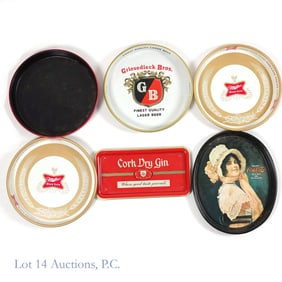 Advertising, Gin, Coca Cola, Miller Beer Trays (6)