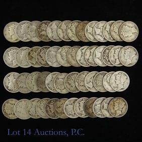 1916 - 1929 USA Silver Mercury Dimes (G - VF), 50