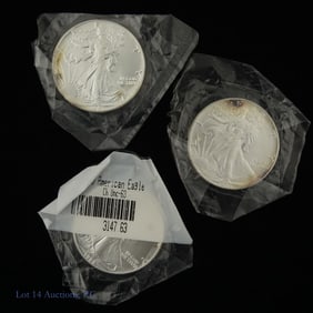 1986, 1987 & 1988 American 99.9% Silver Eagles, 3