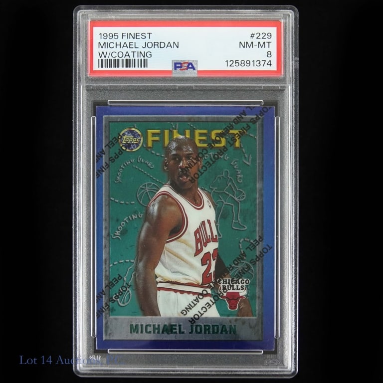1995 Finest #229 Michael Jordan (PSA 8 NM-MT): 1995 Finest With Coating #229 Michael Jordan NBA Basketball Trading Card (PSA 8 NM-MT) (PSA Certification: 125891374)