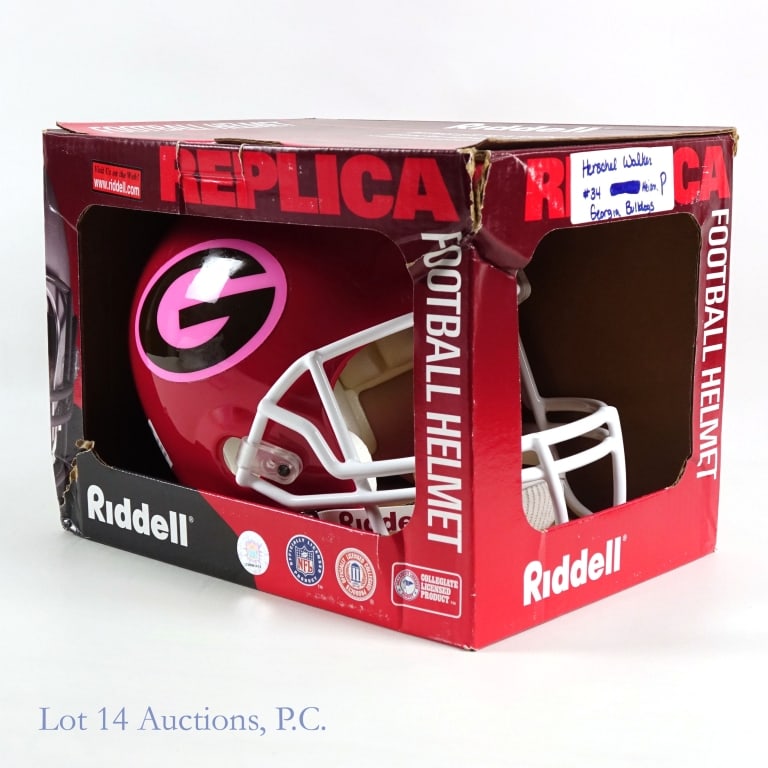 Herschel Walker Signed UGA FS Helmet (COA): Herschel Walker Signed University Of Georgia full size replica Riddell helmet. Creative Sports COA# 08209 and signing photograph included.