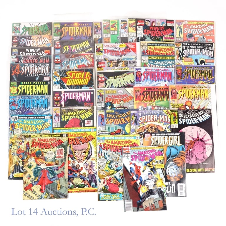 Spider-Man, Bronze to Modern, Key MARVEL (+35): Spider-Man, Bronze to Modern, Key MARVEL (+35). Collection of over 35 Spider-Man comic books including multiple Key Issues. Some Key Issues include: Amazing Spider-Man #123 - Mark Jewelers, Funeral of