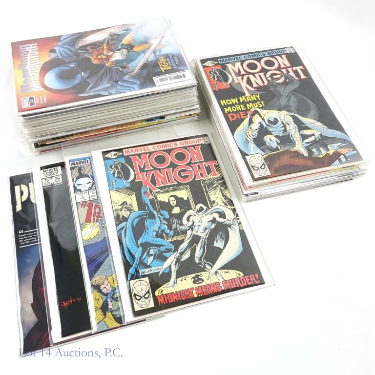 Punisher, Moon Knight, Key Issues, MARVEL (+40): Punisher, Moon Knight, Key Issues, MARVEL (+40). Collection of over 40 The Punisher and Moon Knight including some Key Issues. Some Key Issues included: Moon Knight #3 - First appearance of Midnight M