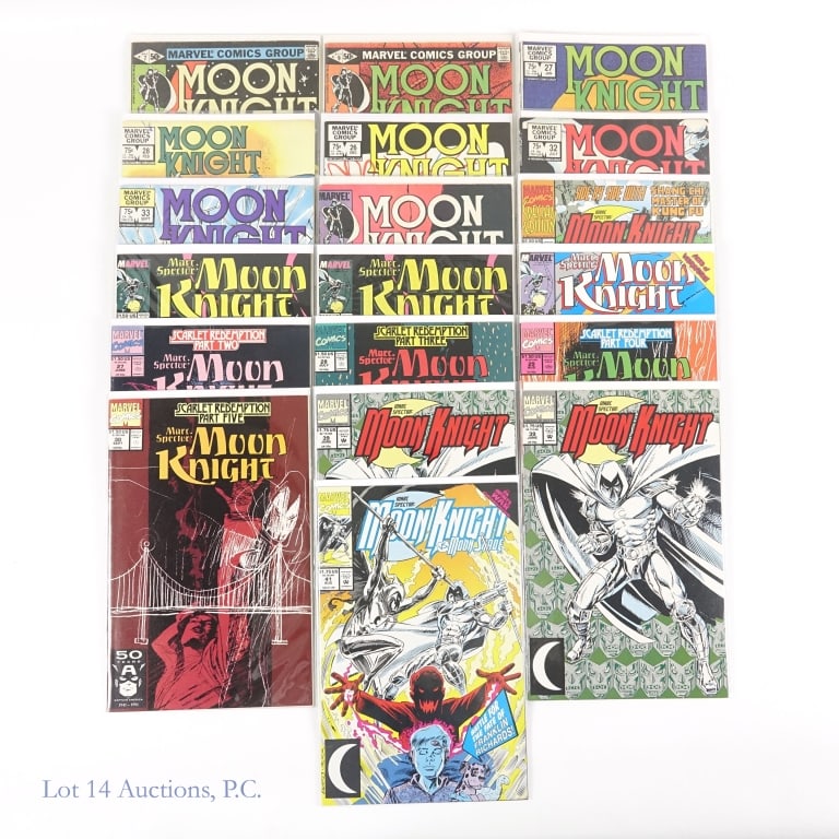 Moon Knight Comic Books MARVEL (19): Moon Knight Comic Books MARVEL (19). Collection of over 19 Moon Knight comic books. All items bagged and boarded. Conditions present from average to above average for circulated comic books. See photo