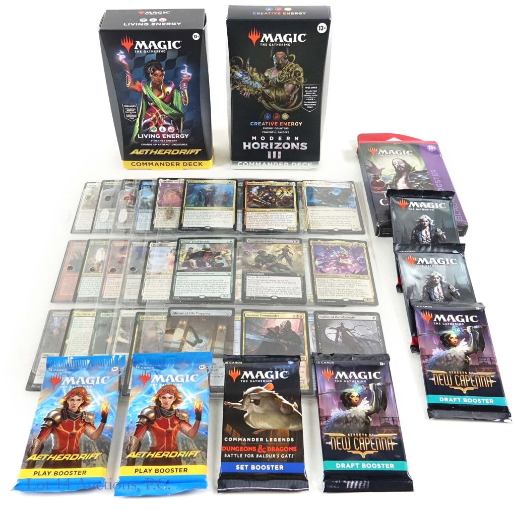 Magic The Gathering Boosters, Decks & Cards (+350): Magic The Gathering (MTG) Boosters, Decks & Cards , All Decks & Boosters Factory Sealed (+350 total). Includes: Modern Horizons III Commander Deck (100 Card Deck, 15 New Cards), Aetherdrift Commander