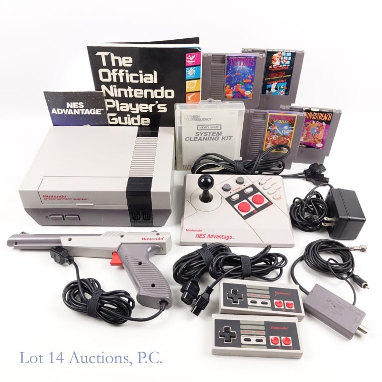 Nintendo Entertainment System & Games (4): Nintendo Entertainment System (Tested and working) & 4 Games. Model No. NES-001. SN: N9624065. *** NES Advantage. Model No. NES-026. SN: 8357142. **** Includes: AC adapter, 2 controllers, Nintendo zap
