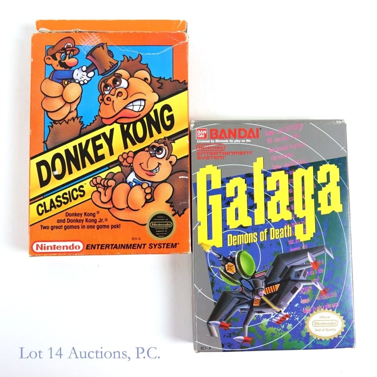 NES Donkey Kong & Galaga Games In Original Boxes: NES Donkey Kong and Galaga Demons Of Death games in original boxes with manuals.