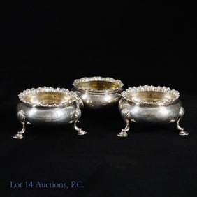 English Sterling Silver Open Salt Cellars (3)