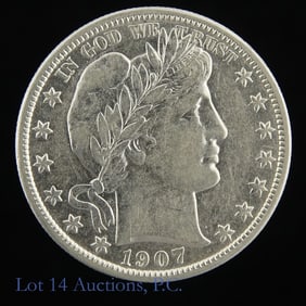 1907-D USA Silver Barber 50c