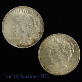 1924 & 1925 USA 90%-Silver Peace $1 (CH BU), 2