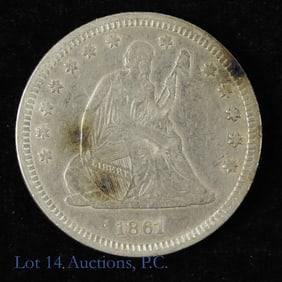 1861 (P) USA Silver Liberty Seated 25c (EF)