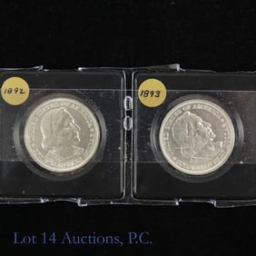 1892 & 1893 USA 90%-Silver Columbian Expo 50c, 2