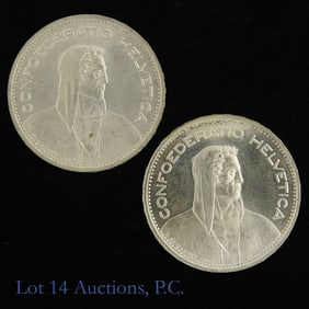 1965-B Swiss 83.5% Silver 5 Francs, 2