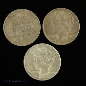 1922, '24 & '25 90%-Silver Peace $1, 3