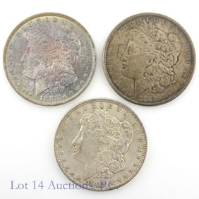 1885o, 1889 & 1903 USA 90%-Silver Morgan $1s, 3