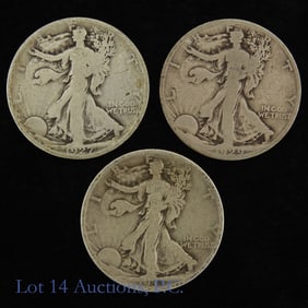 1927 - 33 USA 90%-Silver Walking Liberty 50c, 3