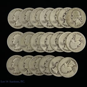 1923 & 1937 USA 90%-Silver Washington 25c (20)