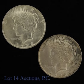 1923 (P) USA 90%-Silver Peace Dollars, 2