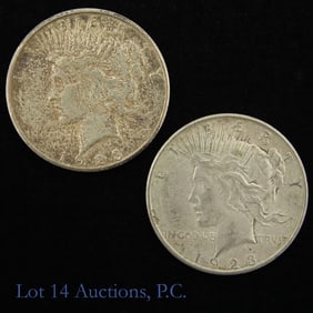 1923 D,S USA 90%-Silver Peace Dollars, 2