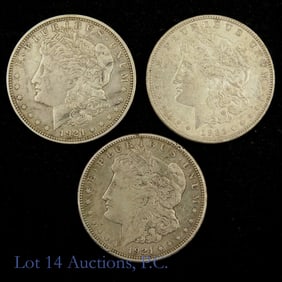 1921 D & S USA Silver Morgan Dollars (3)