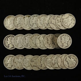USA 1.8 Ozt. 90%-Silver Mercury Dimes (25)