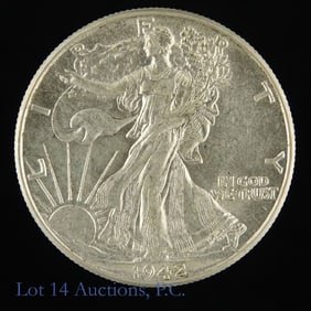 1942 (P) USA 90%-Silver Walking Liberty 50c (BU)