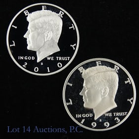 1993s & 2010s 90%-Silver Kennedy 50c (GEM PR), 2
