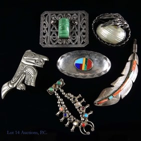 Sterling Silver Pins & Brooches, Coral, Turquoise+