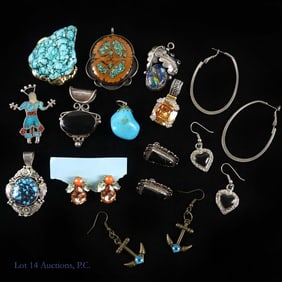 Sterling Silver. Turquoise Earrings and Pendants