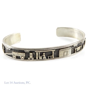 RH Begay Sterling & 14k Gold Storyteller Bracelet