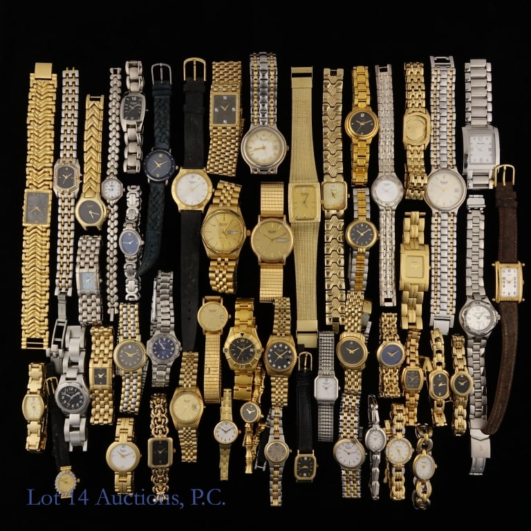 Bulova Watches Without Movements (50) Description: Fifty (50) various Bulova watches without movements. Used as display pieces, these are actual watch cases with dials and crystals, on original bands or bracelets but without watch movements installed.