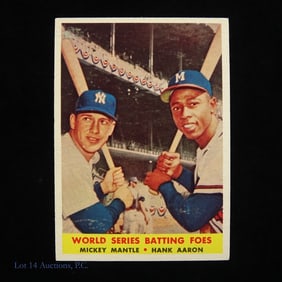 1958 Topps Baseball Card #418 (Mantle & Aaron)