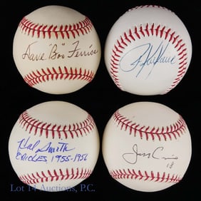 4 Sgnd Baseballs Ferriss, Smith, Conine, Karkovice