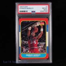 1986 Fleer Charles Barkley Rookie Basketball Card (PSA 8OC)