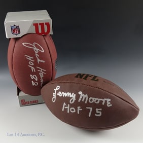 Lenny Moore & Jack Ham HOF Signed Footballs COA
