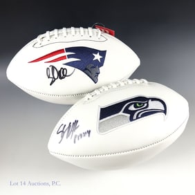 Corey Dillon & Shaun Alexander Sgnd Footballs COA