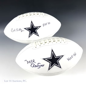 Mel Renfro & Bob Lilly HOF Signed Footballs COA