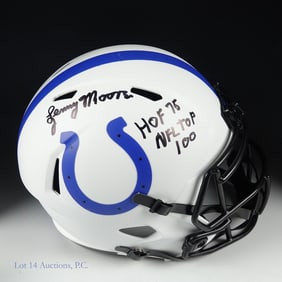 Lenny Moore Signed Colts Full Size Helmet COA