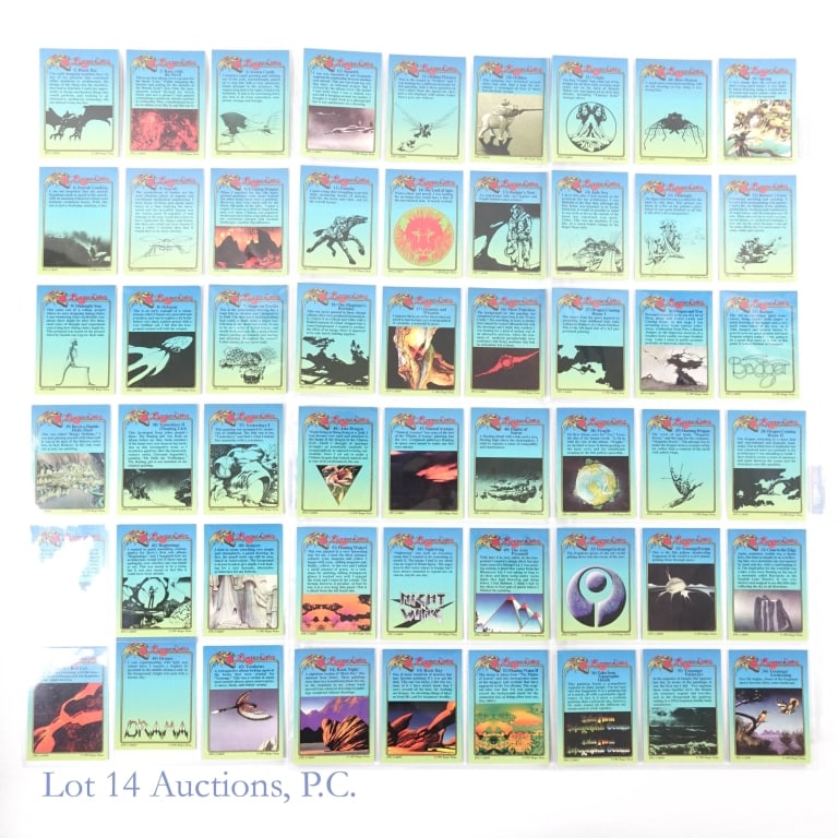 FPG Fantasy Cards Full Sets (19): 19 sets FPG fantasy cards arranged in 2 binders - Chris Achilleos (2 sets), John Berkey (2 sets), Boris Vallejo, Gerald Brom, Clyde Caldwell, Thomas Canty, Paul Chadwick, David Cherry, Roger Dean, Dav
