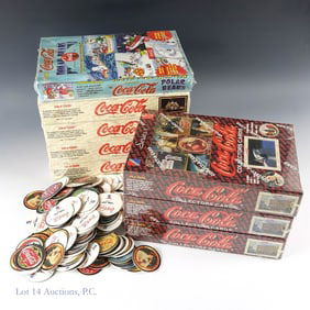Coca Cola Trading Cards Sealed Boxes (8) & Pogs