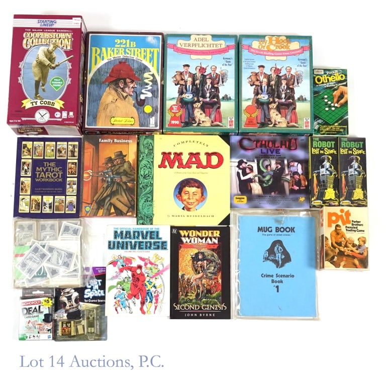 Family Focused Games & Toys Lot (+15): Family Focused Games & Toys Lot (+15). Collection of tabletop games, reading material and toys including By Hook or Crook, 221 B Baker Street, Family Business, Pit, Monopoly (card game) and more! Item
