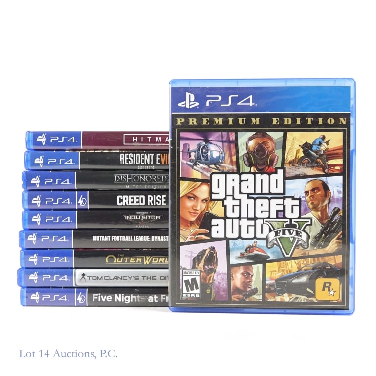 PlayStation 4 PS4 Games (10): Ten (10) Sony PlayStation 4 PS4 games - Five Nights At Freddy's, Tom Clancy's The Division, The Outer Worlds, Mutant Football League: Dynasty Edition, Warhammer 40,000 Inquisitor Martyr, Creed Rise To