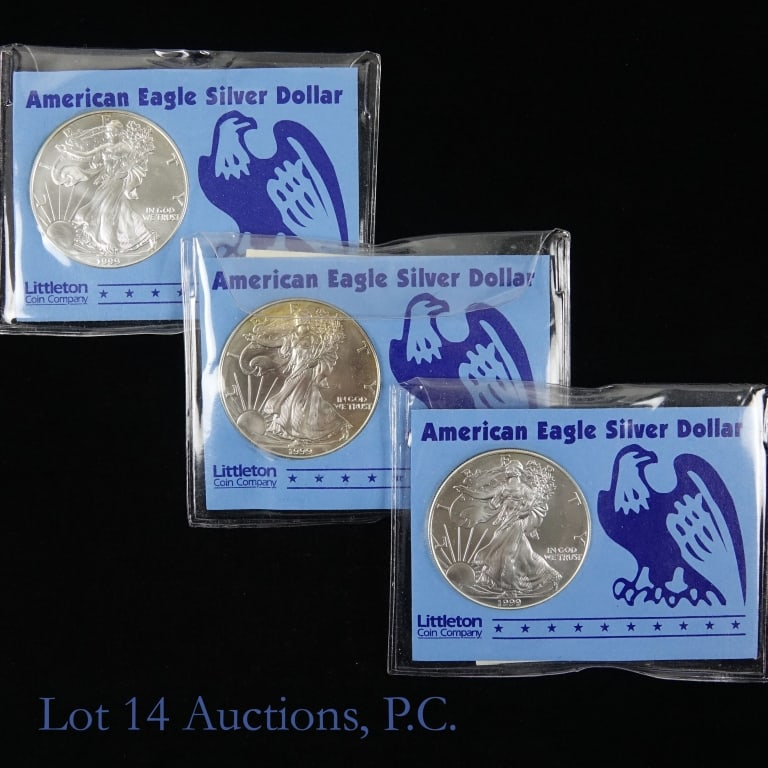 1999 American Silver Eagle $1 Bullion Coins, 3 (1 of 3)