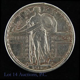 1917 USA Silver Standing Liberty 25c - Var 1