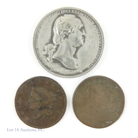 1807, 1817 & 1974 U.S. Mint Large Cents & Medal -3