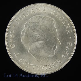 1973 Netherlands Silver 10 Gulden