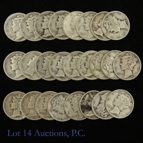 USA 1.77 Ozt. 90%-Silver Mercury Dimes (25)