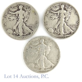 1927s, 1933s & 1934s USA Silver W/L 50c (3)