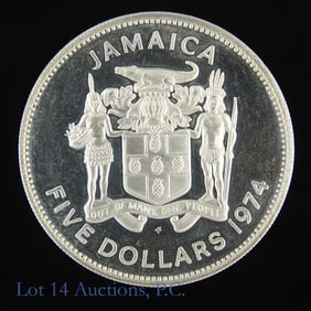 1974-FM Jamaica 50%-Silver Proof $5