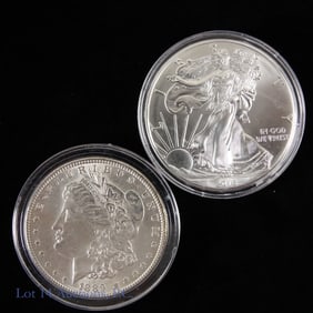 1889 (P) & 2013 (W) USA Silver Dollar Coins (2)
